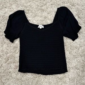 Bohme Black Puff sleeve Sweetheart neck Top